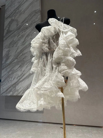 Xajzpa Fashion Solid Color Dress Women's Slash Neck Short Sleeve Mesh Casual Dresses 2025 Summer New Tide